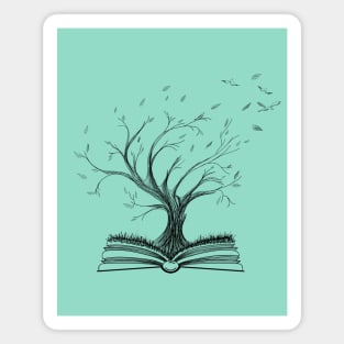 Life and Knowledge Tree Growing from Opened Book Magnet